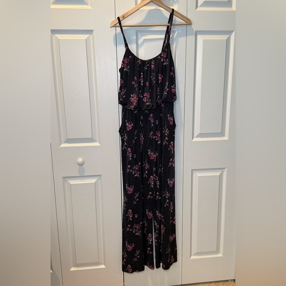 # Kaileigh M Black Floral Jumpsuit
